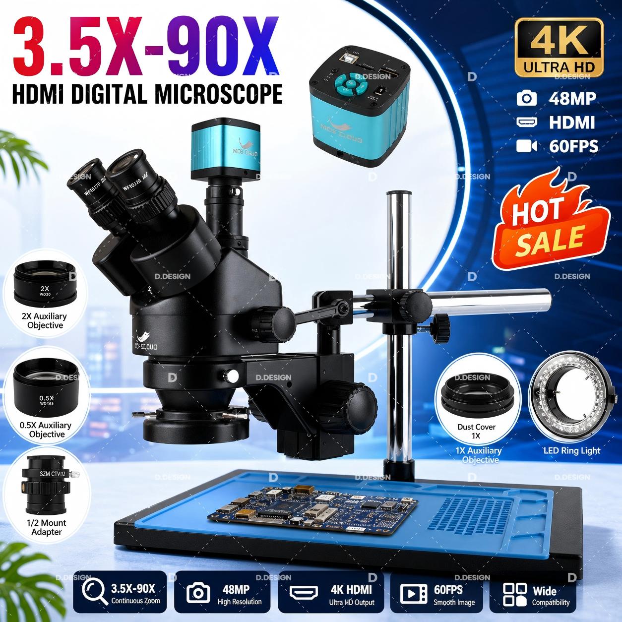 3.5X-100X Industrial Lab Simul - Simul-Focal Industrial Microscope 4K Hdmi review and price