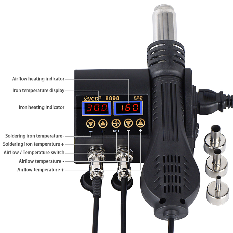 JCD 8898‑16 750W 2‑in‑1 LCD Di - 2 In 1 Soldering Rework Station 750W review and price