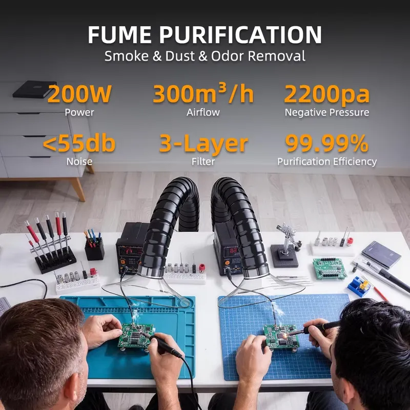 DX1002 Dual-Arm 200W Fume Extr - Fume Extractor Soldering Dual Arm review and price